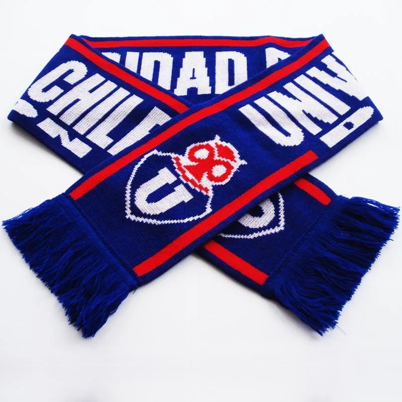Universidad De Chile que hace punto Jacquard Footall bufanda punto bufanda De fútbol / fútbol De la bufanda gratis - AliExpress