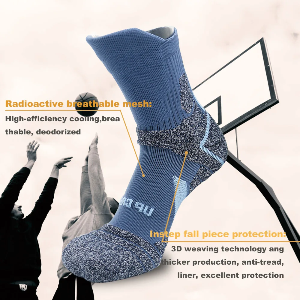 UP GRADE Knee-High Sport Sock 1pair/Lot Basketball Cycling Climbing Hiking Sock Breathable Warm Winter Gift Package Sock Outdoor