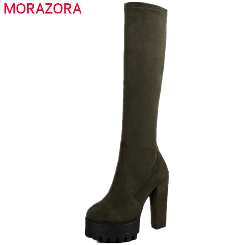 Здесь продается  MORAZORA Over the knee boots for women genuine leather boots woman platform shoes solid zip stretch boots big size 34-44  Обувь