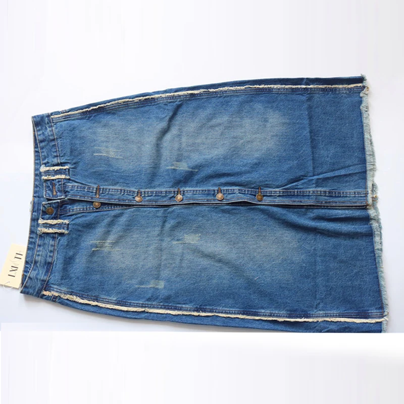 Свободная длинная джинсовая юбка для женщин размера плюс, однобортная женская юбка, джинсовая юбка с карманами и пуговицами по щиколотку