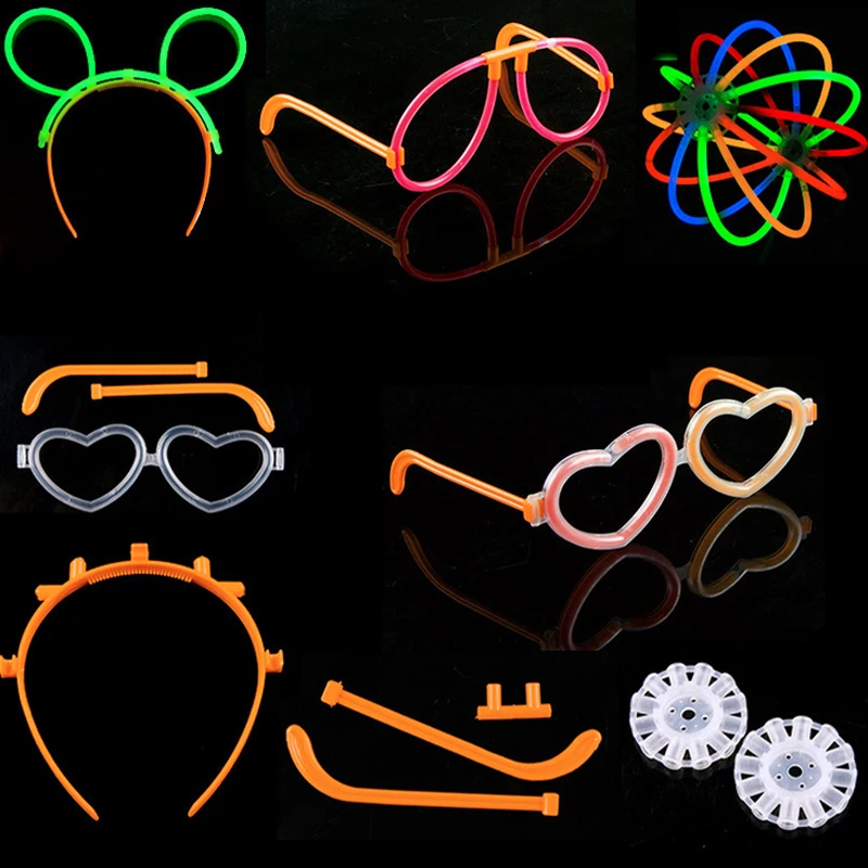 

30 sets glow stick accessories connectors Headband glasses butterfly Bracelets Necklaces Neon Party Fluorescent Colors Xmas t7