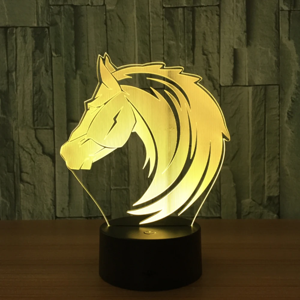 

New Horse 3D Night Light Creative 3 D Lamp Visual Lighting for Room Decoration Novelty Christmas Gift For Babies