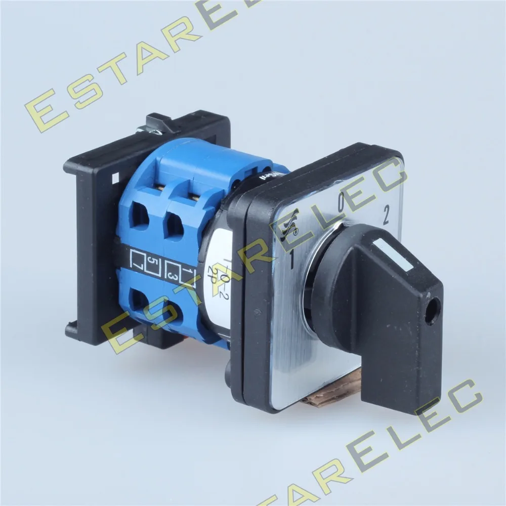 

20A Rotary Cam Switch 1-0-2 2 Poles 8 terminals 35mm Din-rail Mounting