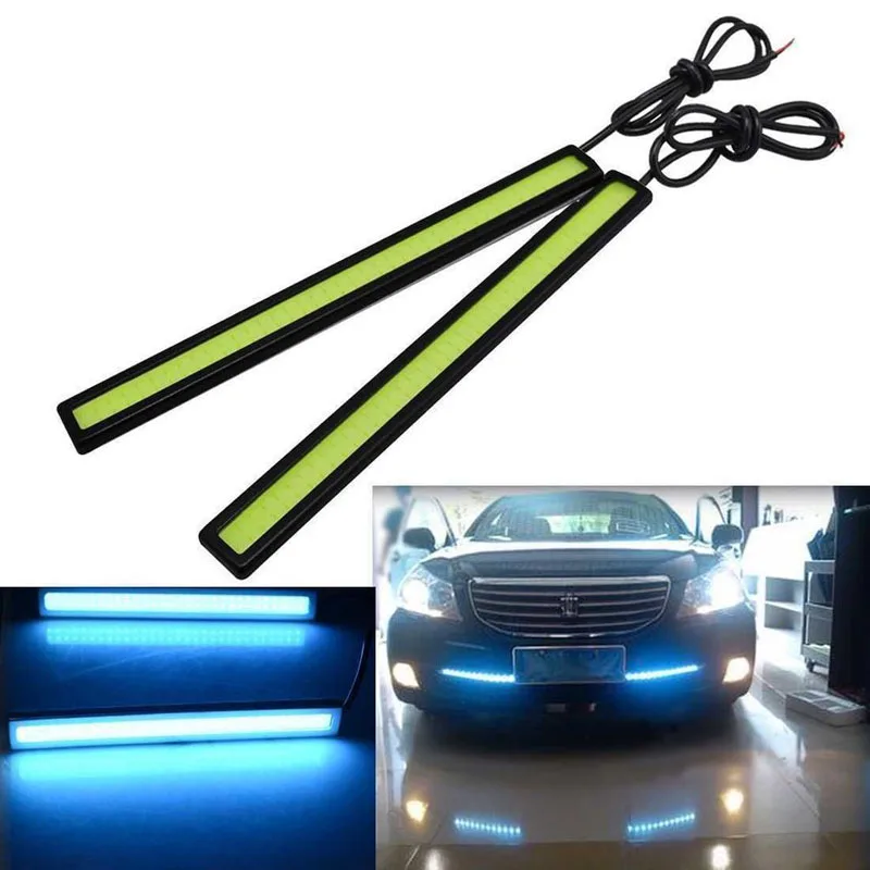 Pair 12V Blue LED COB Car DRL Daytime Running Light Fog Driving Lamp Waterproof