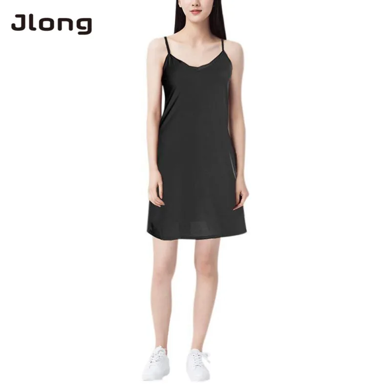 

Women Casual Solid Spaghetti Short Dress Smooth Sleeveless Dress Slips Mini Dress