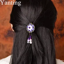 Yanting Shell цветок Волосы Когти Этническая китайская шпилька