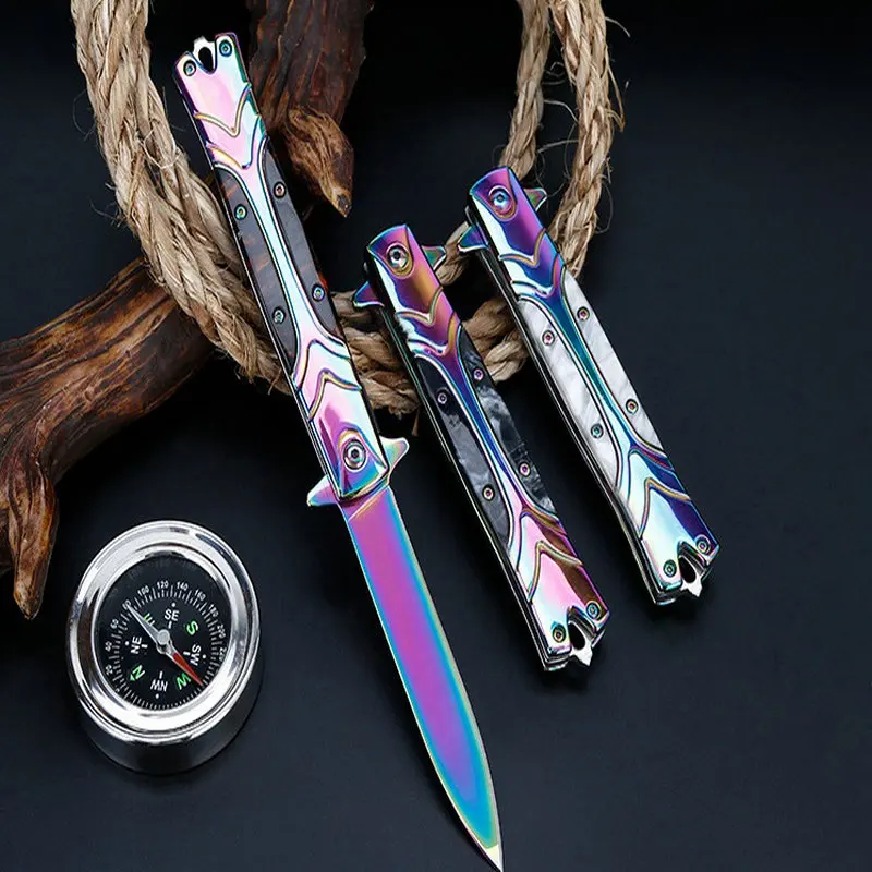 colorful titanium tactical folding knife outdoor camping hunting survival rescue edc tools (4)