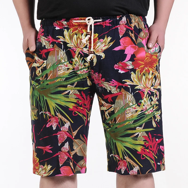 Men's Summer Linen Shorts Men Large Size Casual Shorts New Fashion Male Loose Beach Shorts Floral Casual Shorts Size 8XL Men's Summer Linen Shorts Men Large Size Casual Shorts New Fashion Male Loose Beach Shorts Floral Casual Shorts Size 8XL