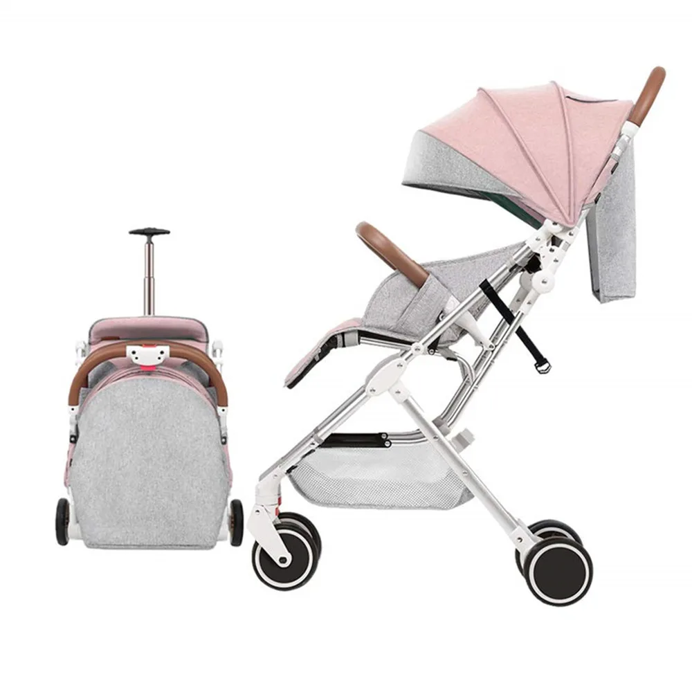 Четыре раунда складчатость новая детская прогулочная коляска, детская коляска для путешествий,Регулируемое сиденье - Цвет: Pink