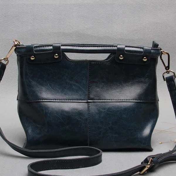 Casual retro color designer women handbags high quality detachable handle zipper ladies Genuine Leather Shoulder & Crossbody Bag