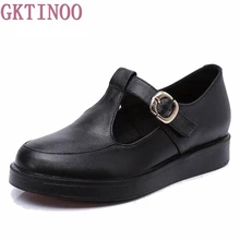 Женская обувь ручной работы Пояса из натуральной кожи Женская обувь на плоской подошве с закрытым носком Повседневная модная женская обувь f1075