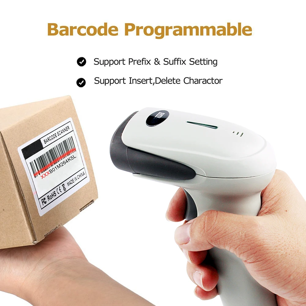 Transfer Distance 1D 2.4G Wireless USB Barcode Scanner with 100Meters 330ft 
