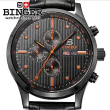 Швейцарские мужские часы, люксовый бренд, наручные часы Бингер, кварцевые мужские часы, кожаный ремешок, сталь, 100 м, водонепроницаемые часы BG-0402-2