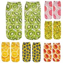 Симпатичные носки HARAJUKU женская летняя обувь Для женщин Удобные Хлопковые леопардовое хлопковое 3D со смешными героями из мультфильмов Crazy с милым фруктовым носки до лодыжки Y515