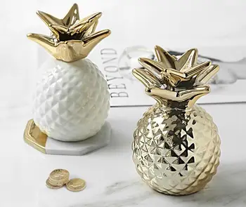 

1PC Ceramic Pineapple Money Boxes Ornaments For Home Modern Piggy Bank Coin Box For Home Decoration Accessories Souvenirs ME 033