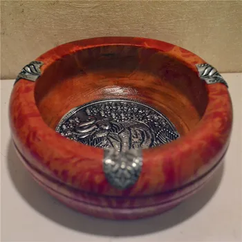 

Retro Thailand Import Wood Carving of Thailand Elephant Circle Wood Carving Creative Personality Decoration Ashtrays