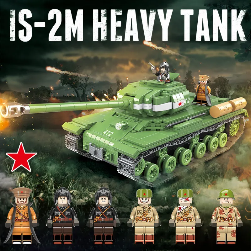 

1068pcs Legoings Military IS-2M Heavy Tank Soldier Weapon Building Blocks Toy Kit DIY Educational Children Birthday Gifts