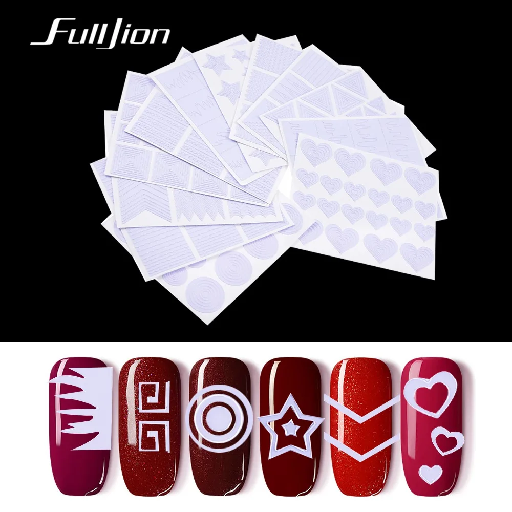 

Fulljion 12Pcs Nail Sticker Hollow Stencils Nail Forms Transfer Sticker Nails Art Guide Tips Decals Decoration Styling Tools