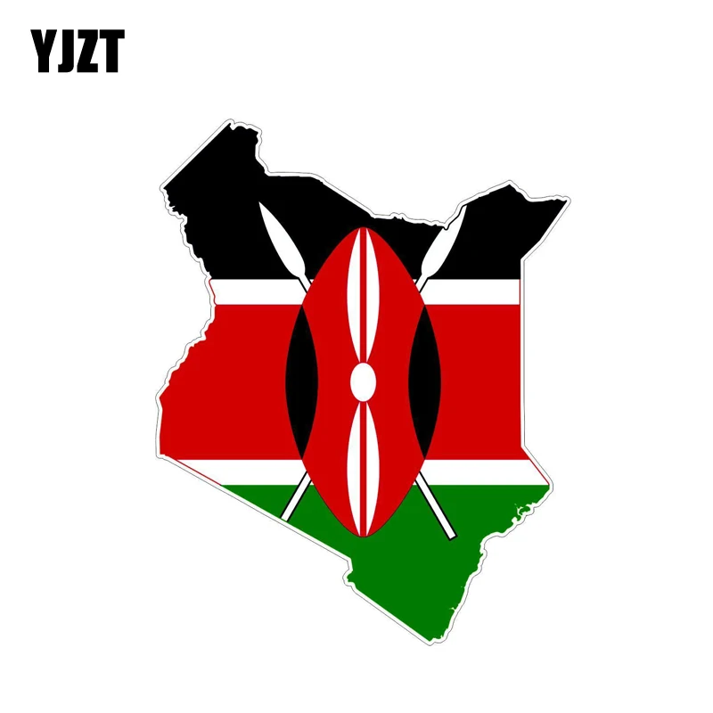 

YJZT 14.5CM*11.5CM Personality Car Sticker Reflective Kenya Flag Map PVC Decal 6-0851