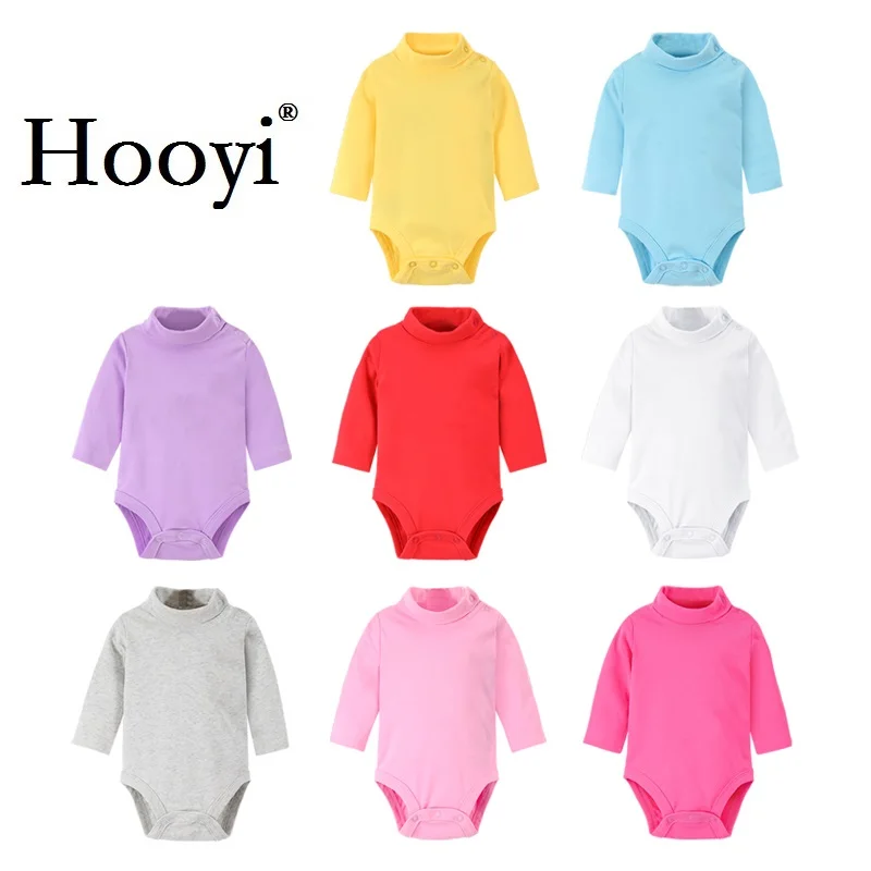 Baby Boy Bodysuits Baby Boy Clothes 100% Cotton Pure Solid Newborn Bodysuits Turtleneck Premature Clothing Shirts Tops 0 1 2 3 Years PJS Soft