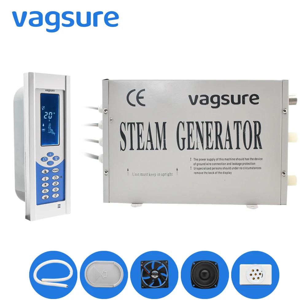 

AC 110V 1.5KW Metal Wet Steam Generator with Control Panel Steam Box Speaker Vent Fan Ozone For Shower Cabin Sauna Spa Bath