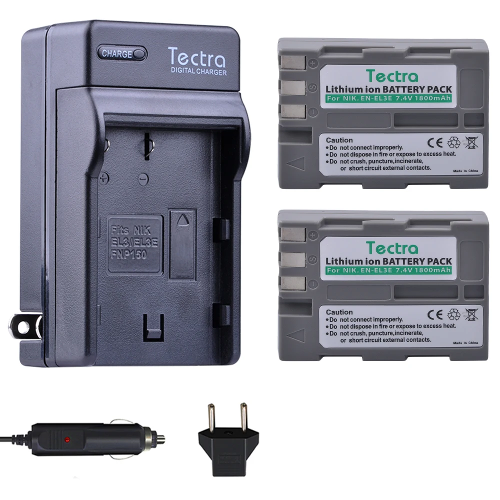 Tectra 2pcs 1800mah Enel3e Bateria And Digital Charger For Nikon