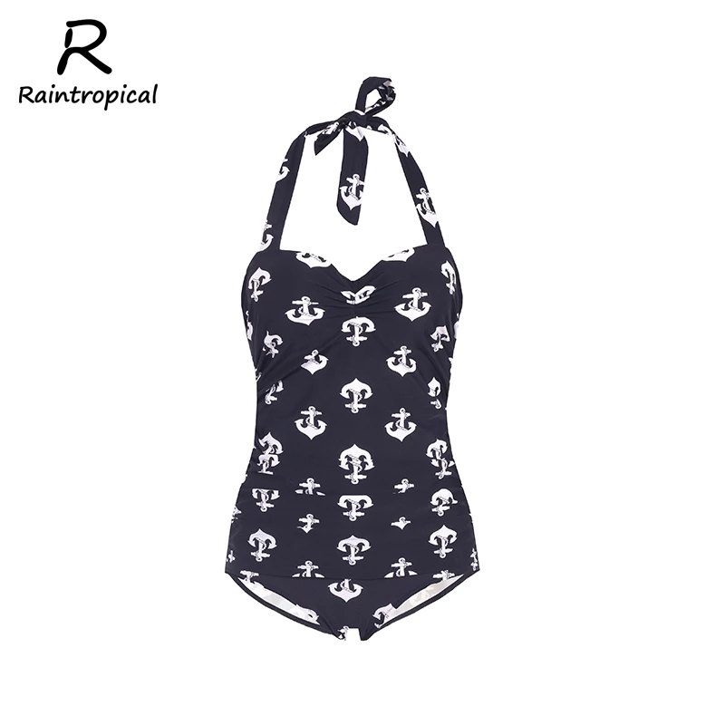 

Raintropical Women One Piece Swimsuit New Sexy Swimwear Vintage Hot Swimsuit Plus Size Girls Bathing Suits Summer Beach Wear