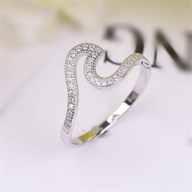 Cena Moda 100% 925 Sterling Silver nieregularne fala proste pierścionki urok biżuteria akcesoria walentynki prezent bague argent 925 femme dziewczyna