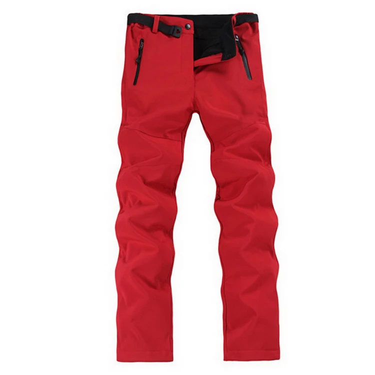 Горные женские Зимние флисовые штаны, уличная водонепроницаемая Спортивная Толстая брендовая одежда для походов, кемпинга, катания на лыжах, женские брюки MB008 - Цвет: Red
