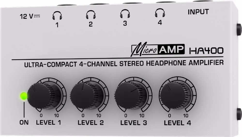 New Ultra compact 4 Channels Mini Audio Stereo Headphone Amplifier with Power Adapter