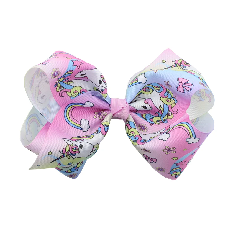 Large Kids Baby Girl Grosgrain Ribbon Flash Bow Clips Rainbow New Design Children Hair Accessories (5)