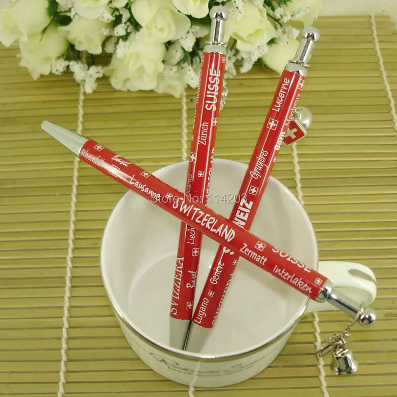 ACME металлическая шариковая ручка с подвеска в форме маленького колокольчика Швейцария элемент красный милая Шариковая ручка нажмите& пуш-ап классная ручка для подарки для студентов