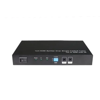 

PUZHIJIE 1X4 HDMI Extender HDMI Amplifier HDMI Splitter over Ethernet Cable with IR and EDID Functions including 4 Receivers