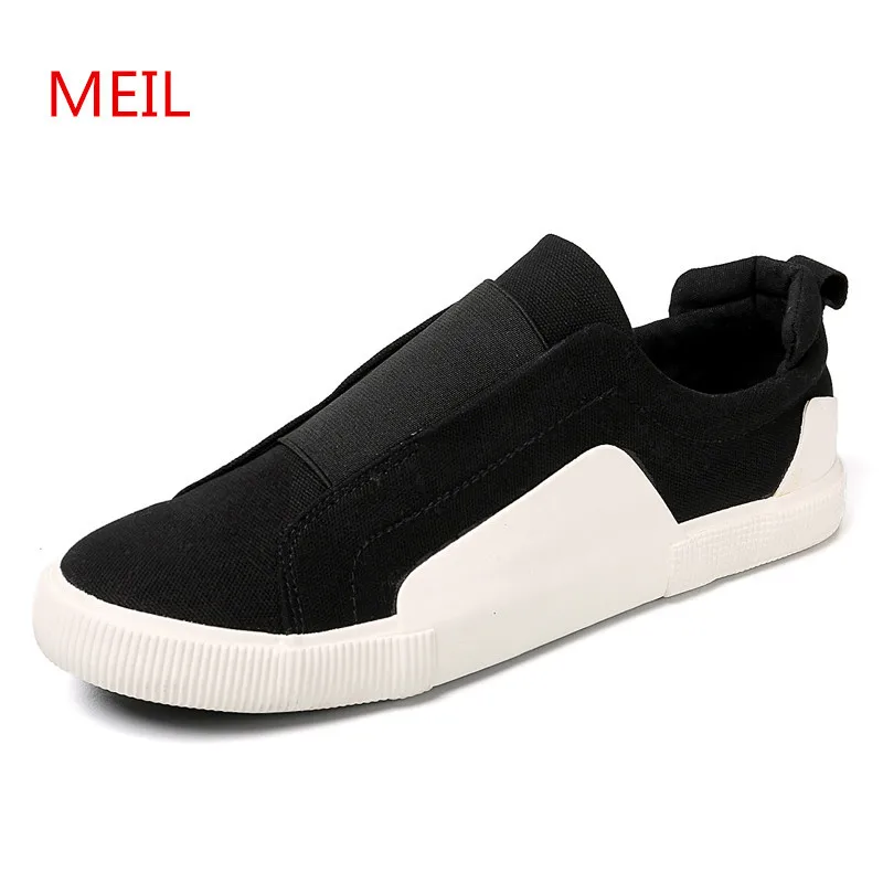 

Men Shoes Summer Fashion Black White Sneakers Canvas Shoes Flat Breathable Slip on Casual Shoes for Men Loafers Trainers Tenis