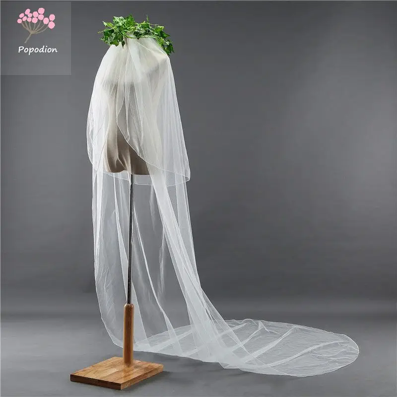 Cover Face Ivory Wedding Accessories 3 Meter Cathedral Wedding Veil