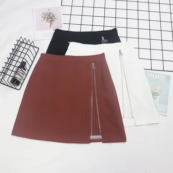 

Women Skirts Summer Irregular Zipper High Waist Skirt Asymmetrical Sexy Mini Irregular Skirt Jupe Femme