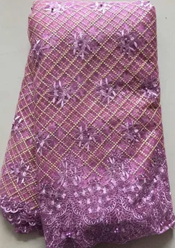 

Onion Hottest Selling African Polyester Tulle Net Lace Textile with Beads African lace fabrics High Quality French lace NLL3278