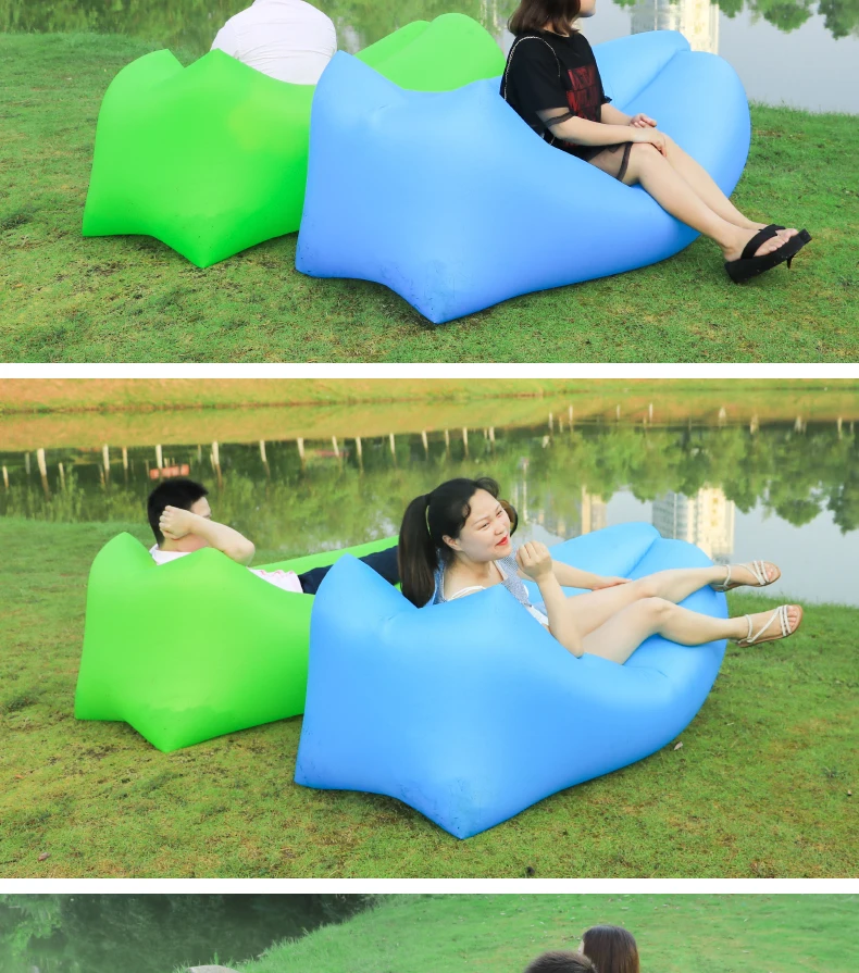 Bolsa de Dormir Bolsa de Preguiçoso Espreguiçadeira ao ar Sofá de ar Livre Camping Piquenique à Prova d' Água Praia Inflável Cama Beanbolsa Lounge Cadeira Almofada Laybolsa 5 praia inflável ar sofá cama beanbag almofada lounge cadeira laybag