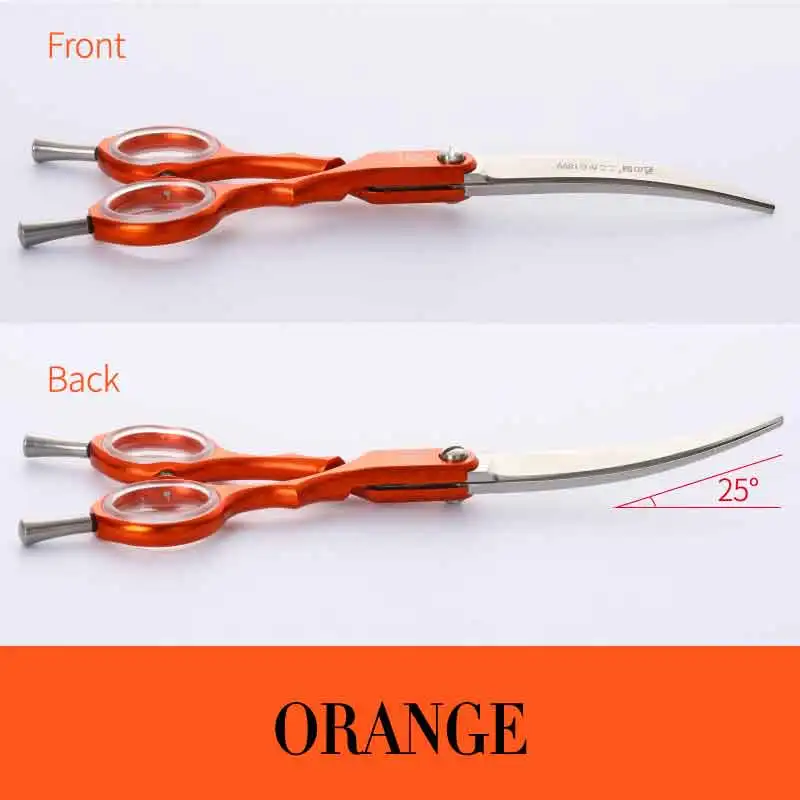 Fenice Professional Pets Grooming Scissors 6.0 inch Aluminum Handle Dog/Cat Hair Cutting Curved Shear - Цвет: Orange