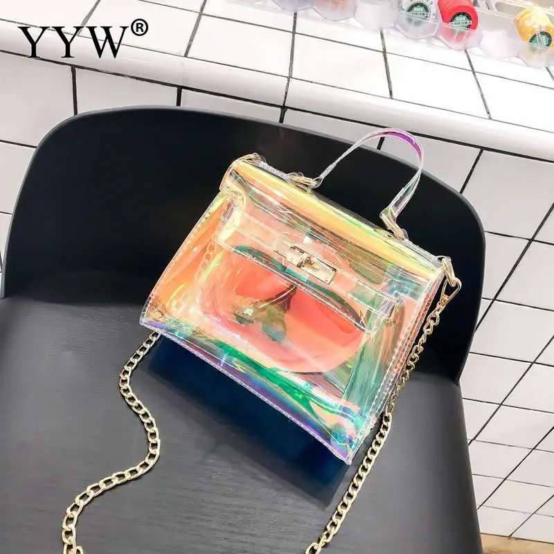 

2018 Design Luxury Women Jelly Transparent Bag Clear Pvc Handbag Small Tote Messenger Bags Female Crossbody Shoulder Bags New