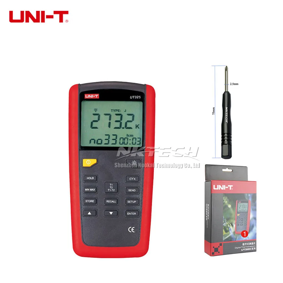 UNI-T пирометр контактного типа термометр UT325 UT322 UT321-200~ 1375C промышленная температура 2CH регистрация данных тест K/J/T/E/R/S/N - Цвет: UT325 T1 T2 KJTERSN