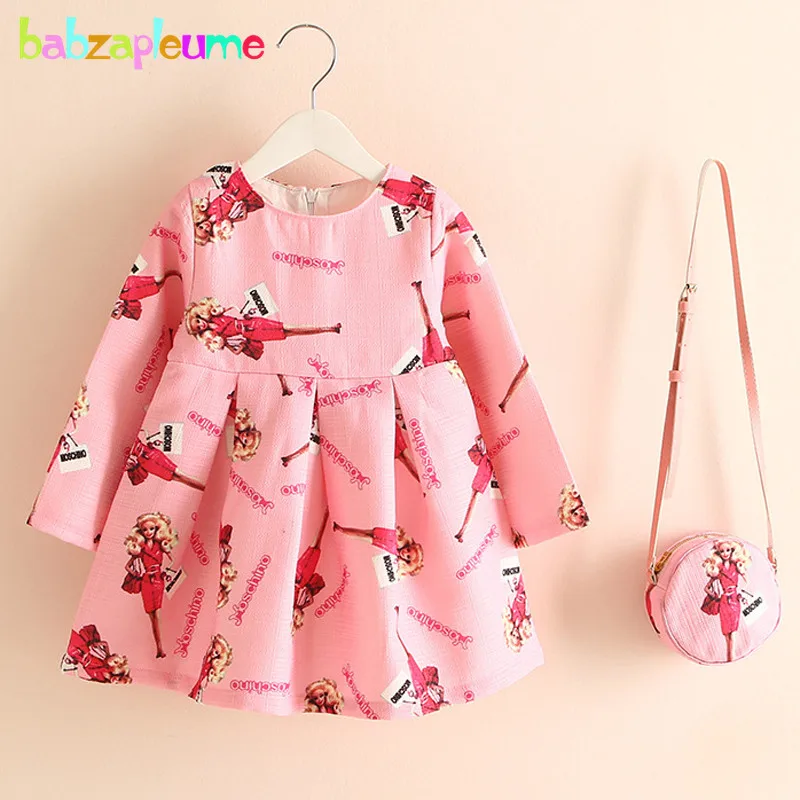 2 шт./2-6years/весенне-осенняя одежда для детей для Платье для маленьких девочек цветы Модные платья принцессы + Сумки корейский Костюмы
