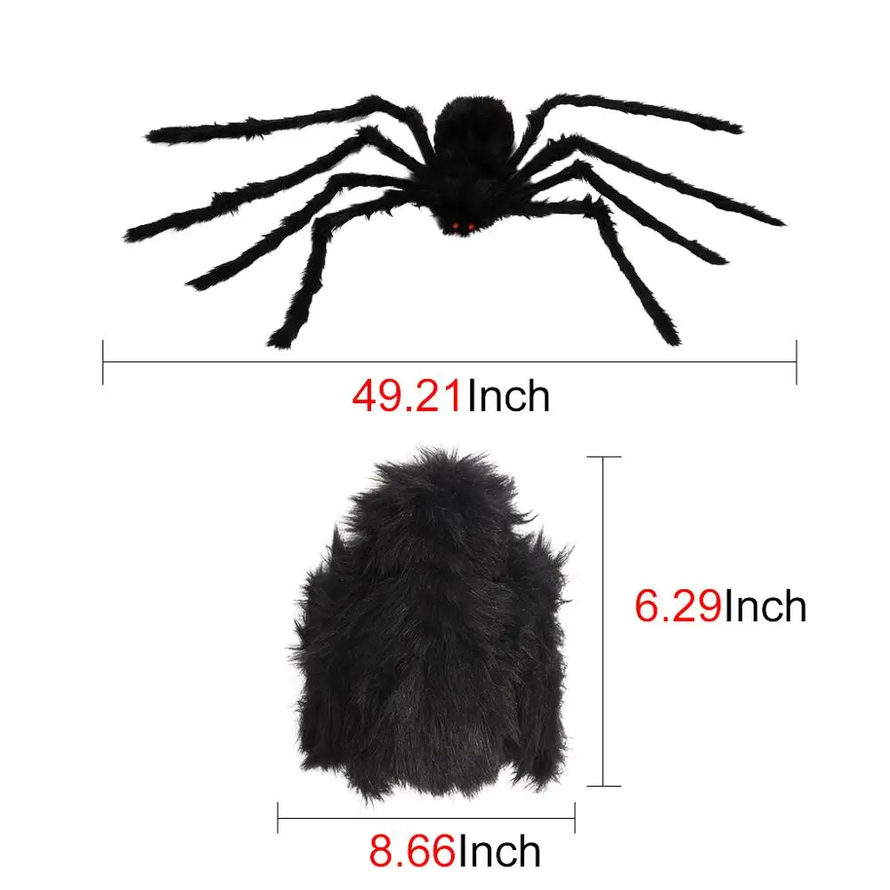 49inch Black Large Spider For Halloween Party Decorations Indoor Outdoor Yard Decor Scary Plush Spider Props (3)