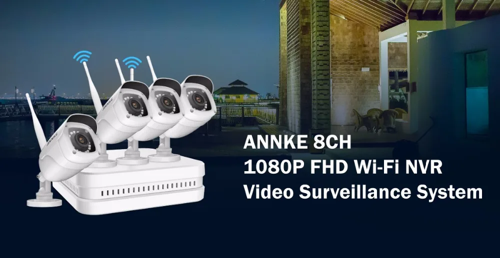 ANNKE 8CH 1080P FHD Wi-Fi H.264+ NVR система видеонаблюдения с 1080P HD Bullet IP камеры 100ft ночного видения с умным ИК