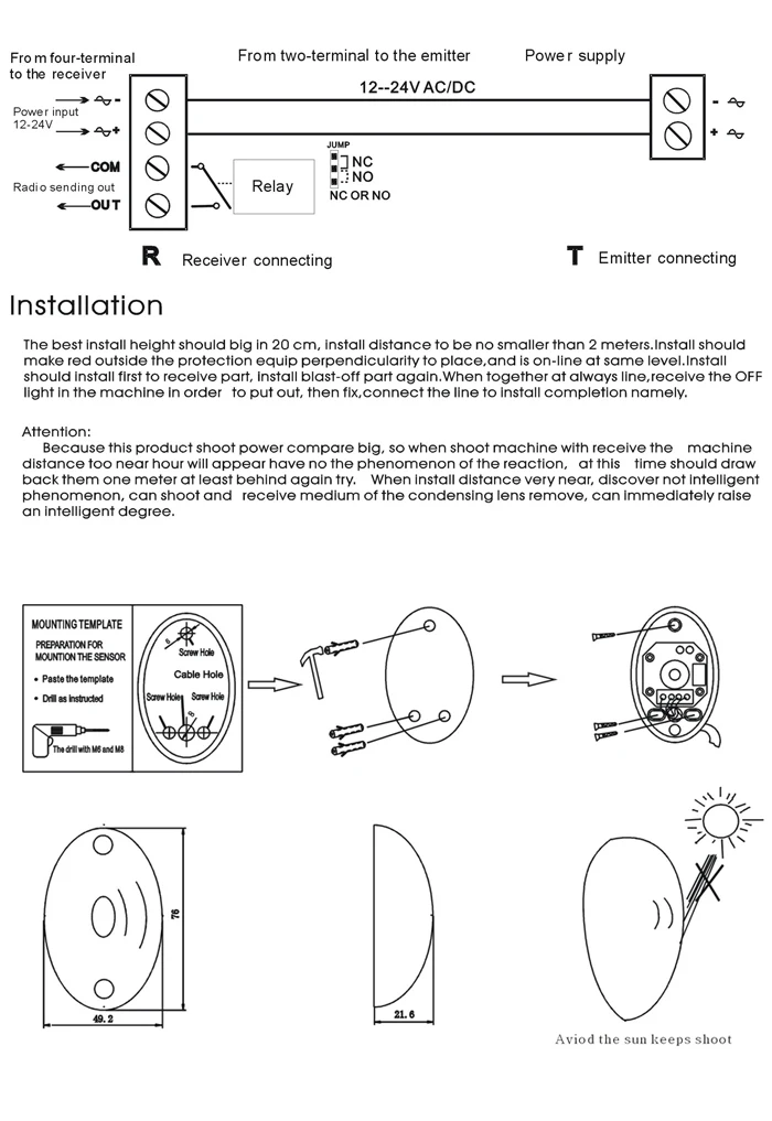 2 pces ao ar livre ativo detector