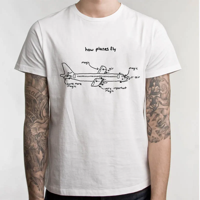 Футболка с надписью «How Planes Fly», забавная футболка инженера для мужчин, футболка с круглым вырезом, модная повседневная футболка