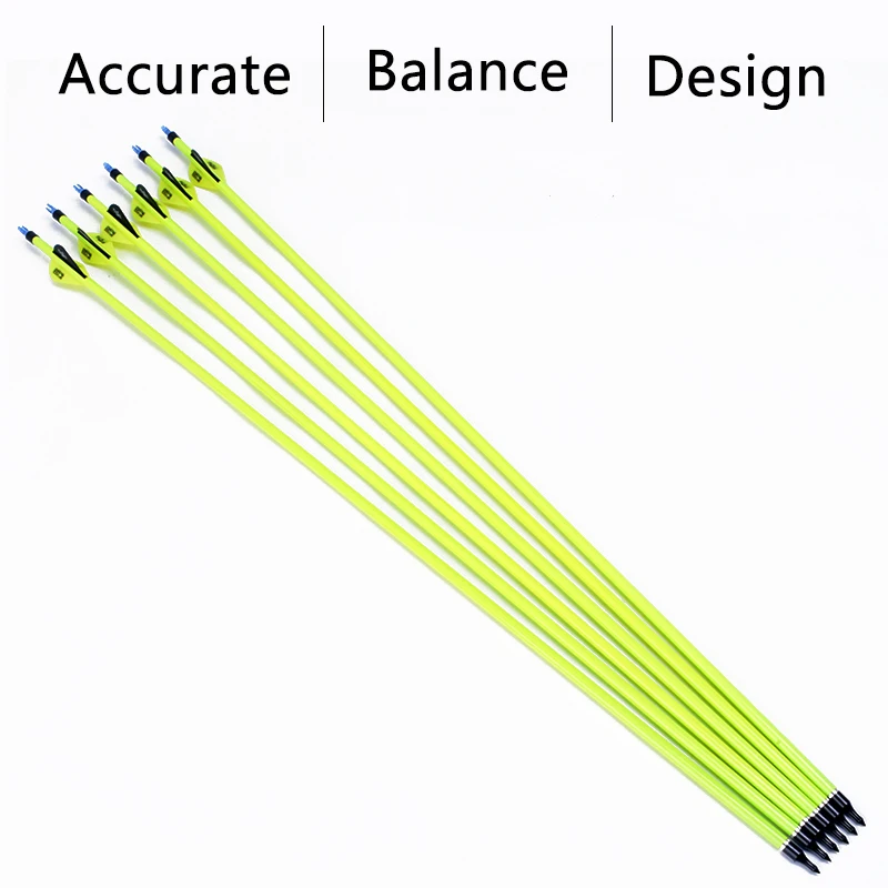 Hunting-Shooting-12PCS-Yellow-Carbon-Arrow-Replaceable-Arrow-30-Inches-Yellow-Black-Feather-For-Recurve-composite (5)