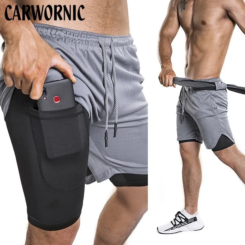 

CARWORNIC Summer Bodybuilding Mens Gyms Shorts Quick Dry Breathable Workout Short Men Casual Fitness Jogging Lightweight Shorts