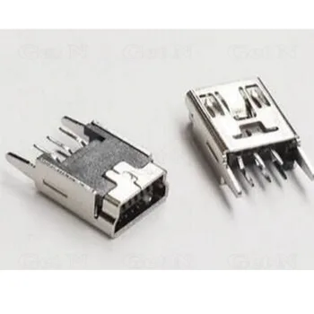 

1000pcs/lot Full-Copper Mini USB Receptacle Socket Port 5-pin Flat Angle T-shaped