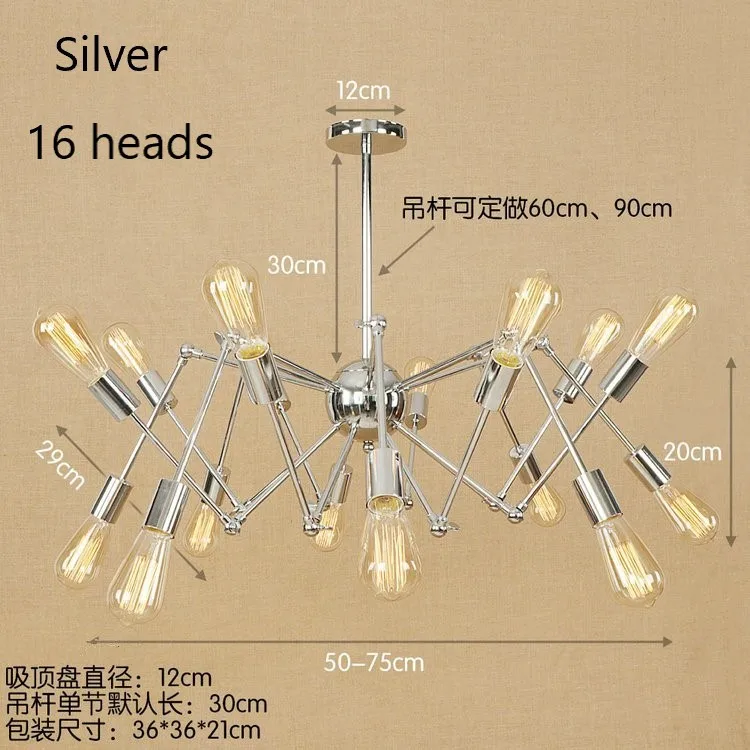 Винтажные золотые серебряные люстры-пауки 6-16 головы современный простой из кованого железа светодиодный подвесной светильник для ресторана кафе домашний декор